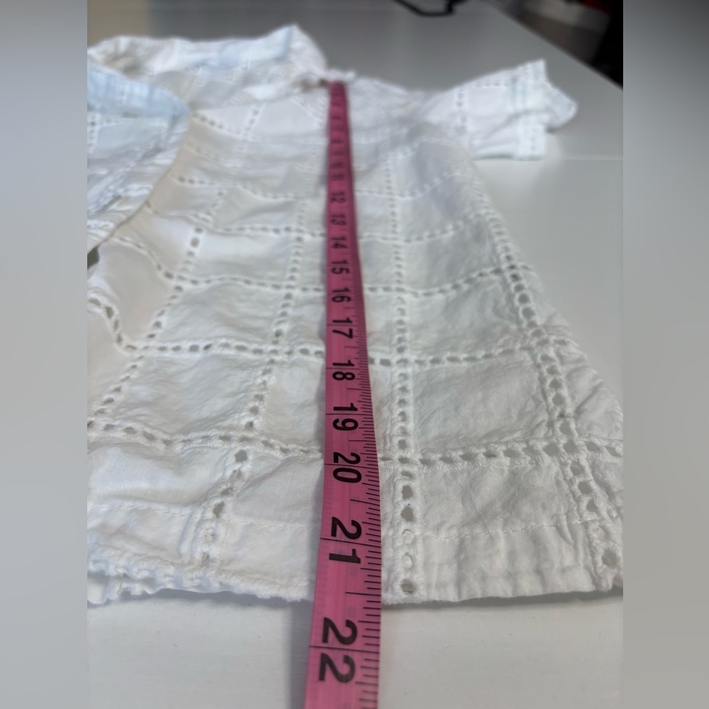 Little Lies White Eyelet Short Sleeve Button Down Shirt Size Xs - Picture 7 of 7